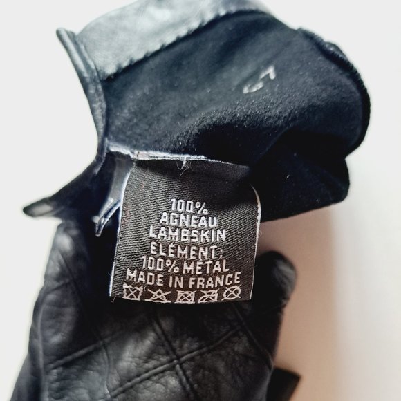 Chanel Lambskin Leather Black CC Quilted Fingerless Gloves Size 7 - Picture 9 of 12